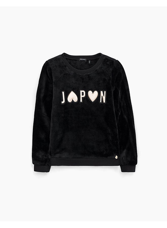 IKKS Japan Print Long Sleeves Sweatshirt Black - Image 1