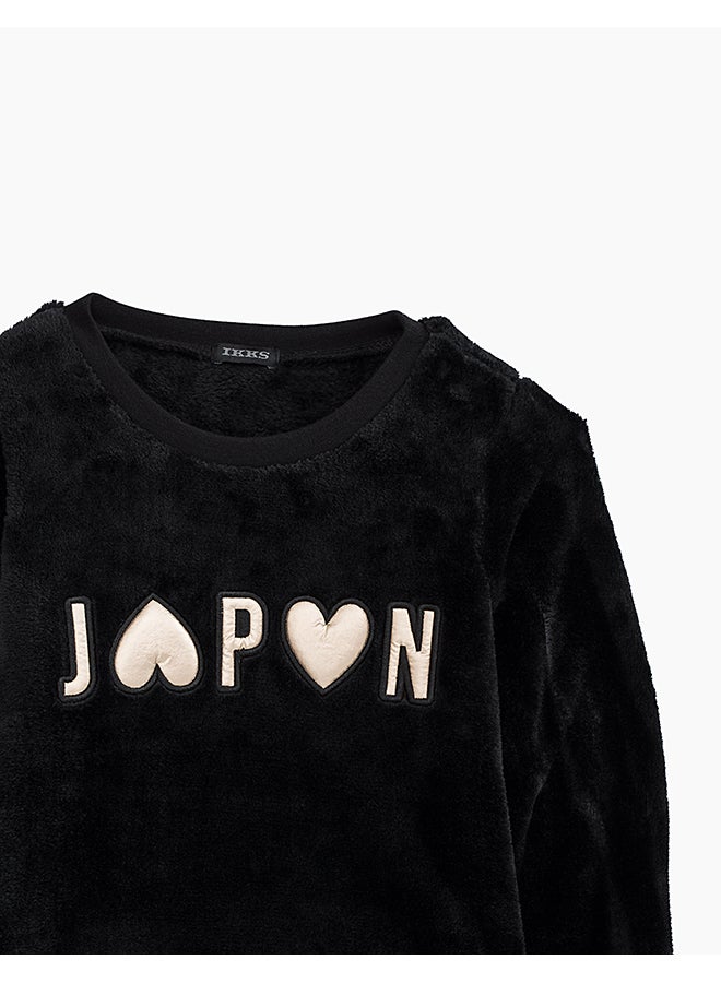 IKKS Japan Print Long Sleeves Sweatshirt Black - Image 3