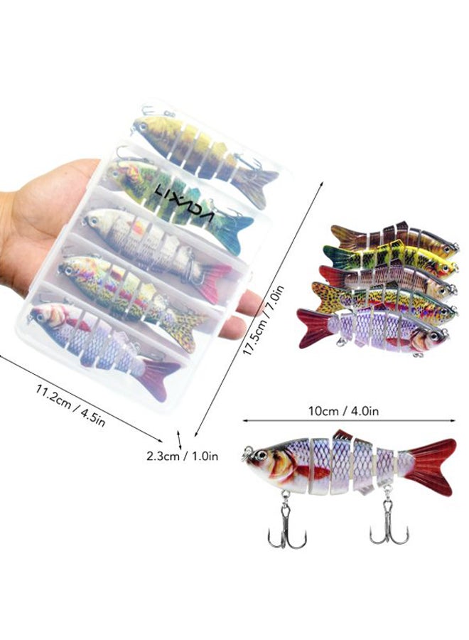 LIXADA 5-Piece 6 Segment Bass Fishing Lure Set 4inch  - Image 4
