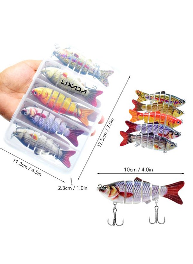 LIXADA - 5-Piece 6 Segment Bass Fishing Lure Set 4inch - Image 1