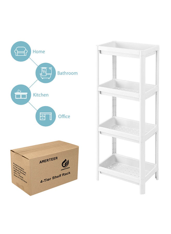 AMERTEER 4 Tier Corner Shelf White 36x23x100cm - Image 1