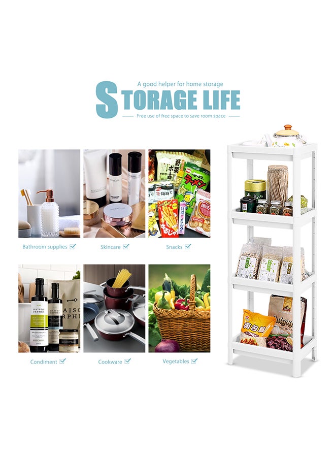 AMERTEER 4 Tier Corner Shelf White 36x23x100cm - Image 4