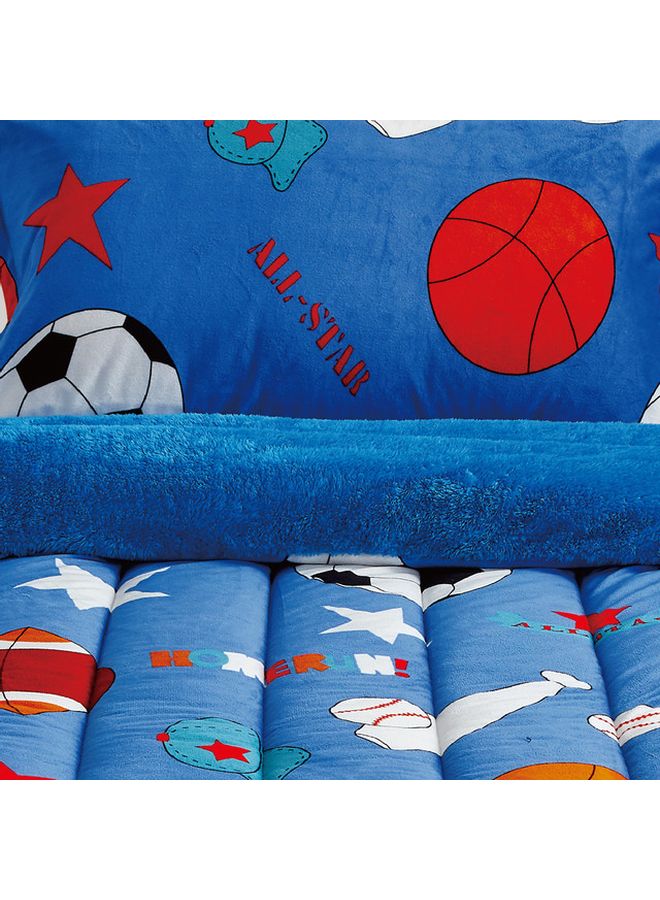 Moon 3-Piece Double-Face Cartoon Design Comforter Set Combination Blue/White/Red 1xComforter(160x210), 1xFitted Sheet(120x200+25), 1xPillow Case(75x45+5)cm - Image 2