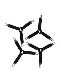 8-Piece Adjustable Bed Sheet Fastener Set Cotton Black/White/Silver 8x(14x24)cm - v1601038423/N40709168A_2