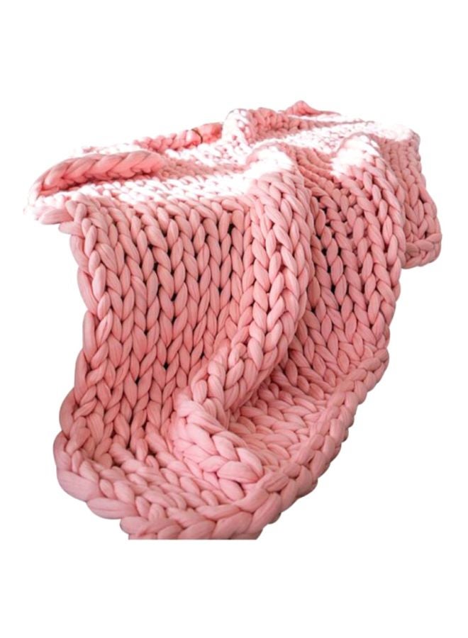 Bluelans Knitted Blanket Polyester Pink 60 x 60centimeter 