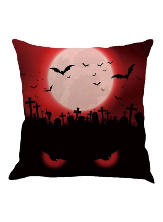 Sharpdo Night View Painted Pillowcase Linen Red/Black/White 45 x 45cm - Image 1