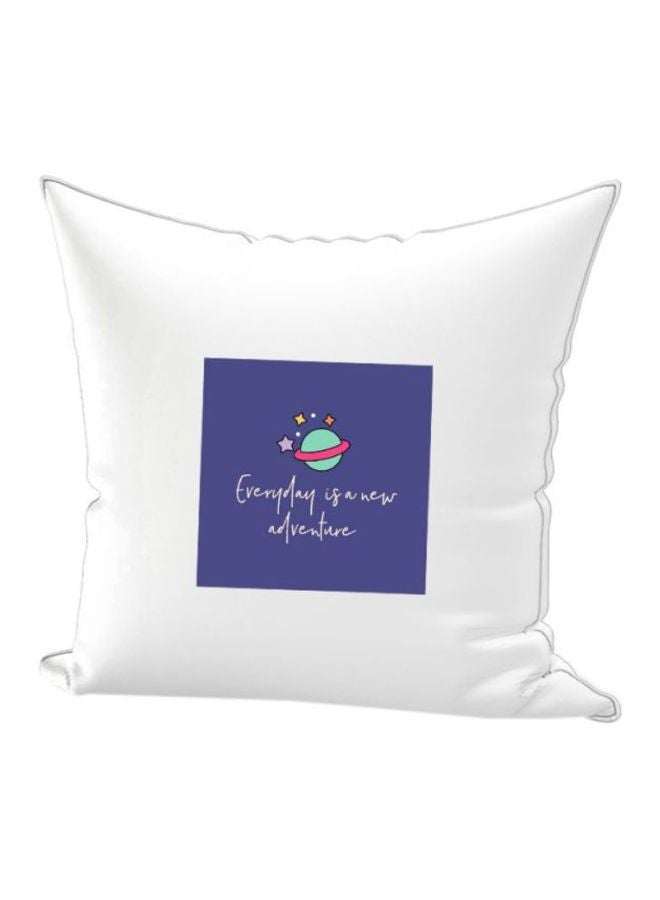 REGAL IN HOUSE Everyday Is A New Adventure Printed Throw Pillow White/Blue/Green 40x40cm 