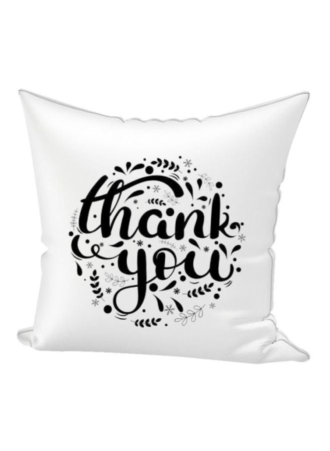 REGAL IN HOUSE Thank You Printed Throw Pillow White/Black 40x40centimeter 