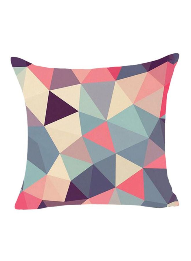 Bluelans - Geometric Patterned Cushion Cover Pink/Blue/Purple 18x8x18cm - Image 1