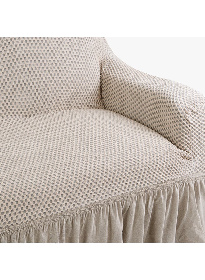 هوم بوكس غطاء كنبة 3 مقاعد متعدد التصاميم بيج - Image 4