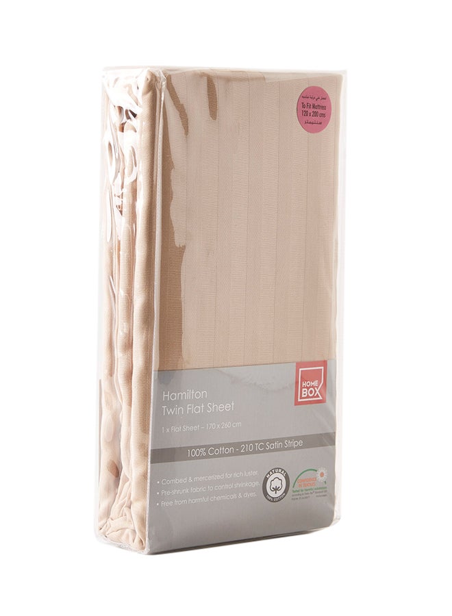 هوم بوكس شرشف هاميلتون مسطح وبنمط مخطط قطن بيج 260 x 170سم - Image 2