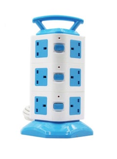 11-Socket With 2 USB Port Power Strip Blue/White