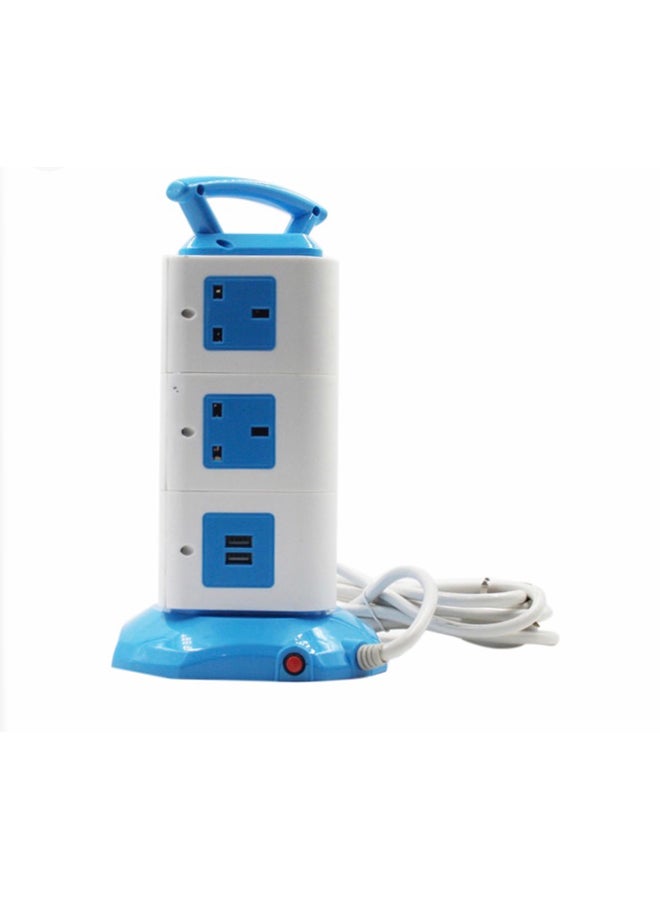 SOPANY - 11-Socket With 2 USB Port Power Strip Blue/White - Image 1
