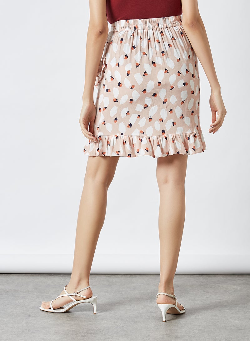 PIECES All Over Pattern Ruffle Detailed Skirt Misty Rose White  - Image 2