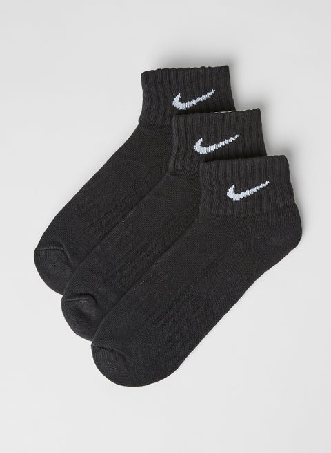 Cushioned Value Quarter Training Socks (Pack of 3) Black/White