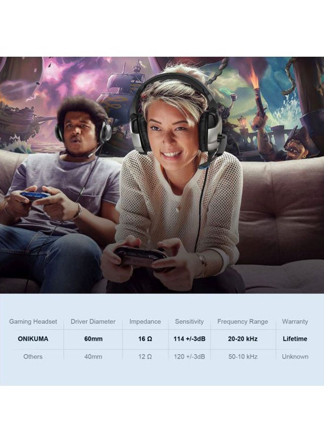 أونيكوما سماعات رأس K5 للألعاب مزودة بميكروفون داكن لأجهزة PS4/PS5/XOne/XSeries/NSwitch/PC - سلكية - Image 2