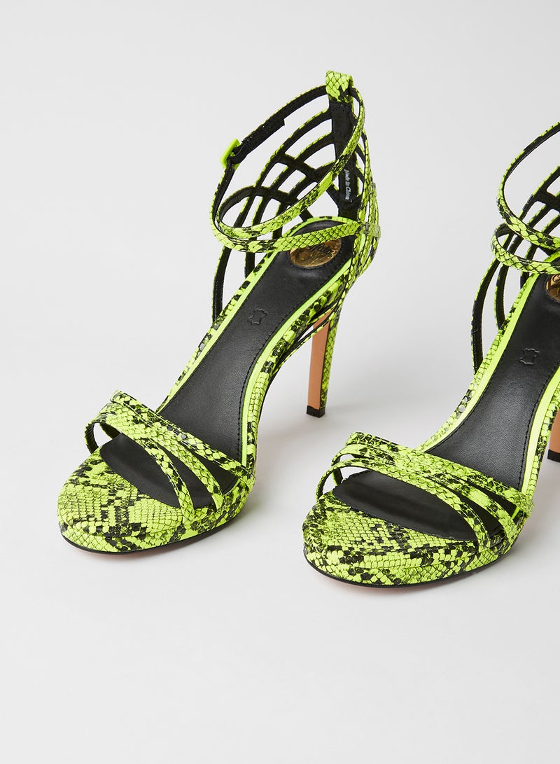 Buffalo - Jeanie Ankle Strap Stilettos Neon Yellow - Image 1