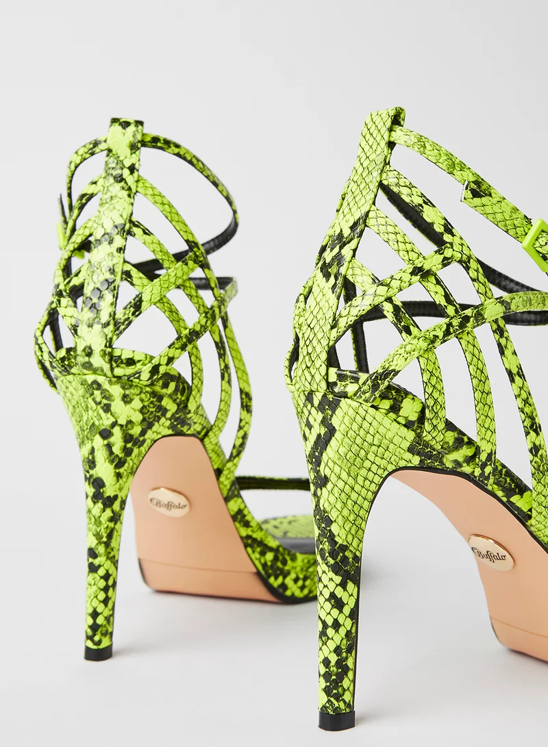 Buffalo Jeanie Ankle Strap Stilettos Neon Yellow