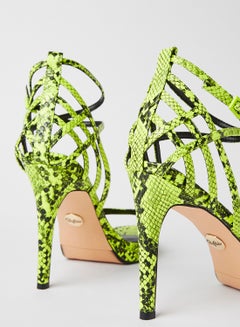 Buffalo Jeanie Ankle Strap Stilettos Neon Yellow  - Image 3