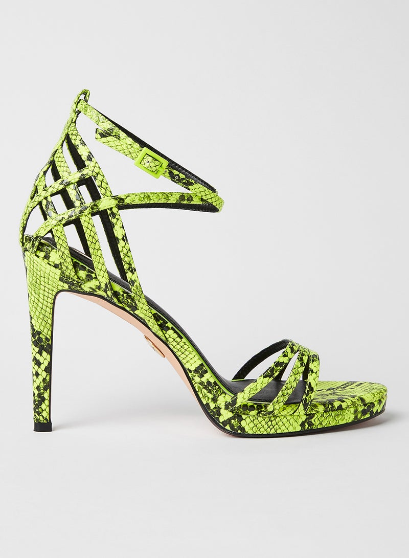 Buffalo - Jeanie Ankle Strap Stilettos Neon Yellow - Image 1