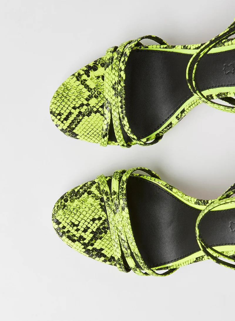 Buffalo Jeanie Ankle Strap Stilettos Neon Yellow