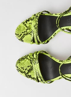 Buffalo Jeanie Ankle Strap Stilettos Neon Yellow  - Image 4