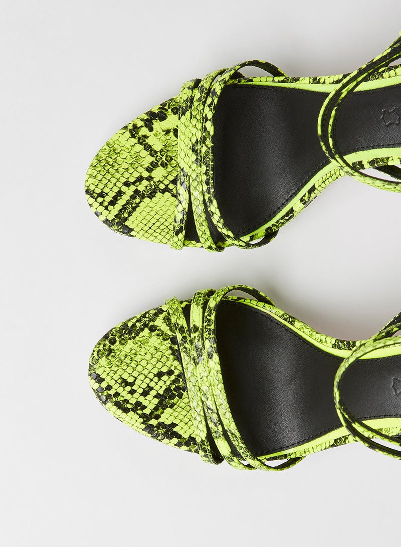 Buffalo - Jeanie Ankle Strap Stilettos Neon Yellow - Image 1