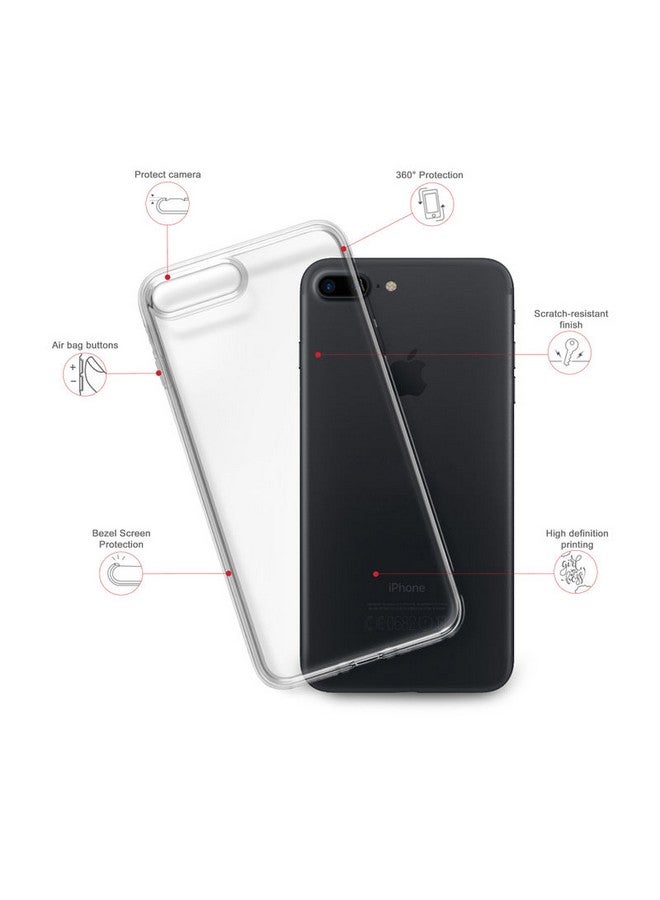 Stylizedd - Stylizedd Apple iPhone 7 Plus Classic Clear Case Soft TPU Gel Thin Transparent Flexible Cover [ Designed for Apple iPhone 7 Plus ] - Hoob Full Print Multi Color - Image 1