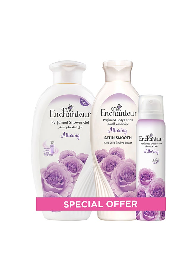 انشانتر Alluring Assorted Pack 250ml Shower Gel 250ml Lotion 150ml Perfumed Deo 