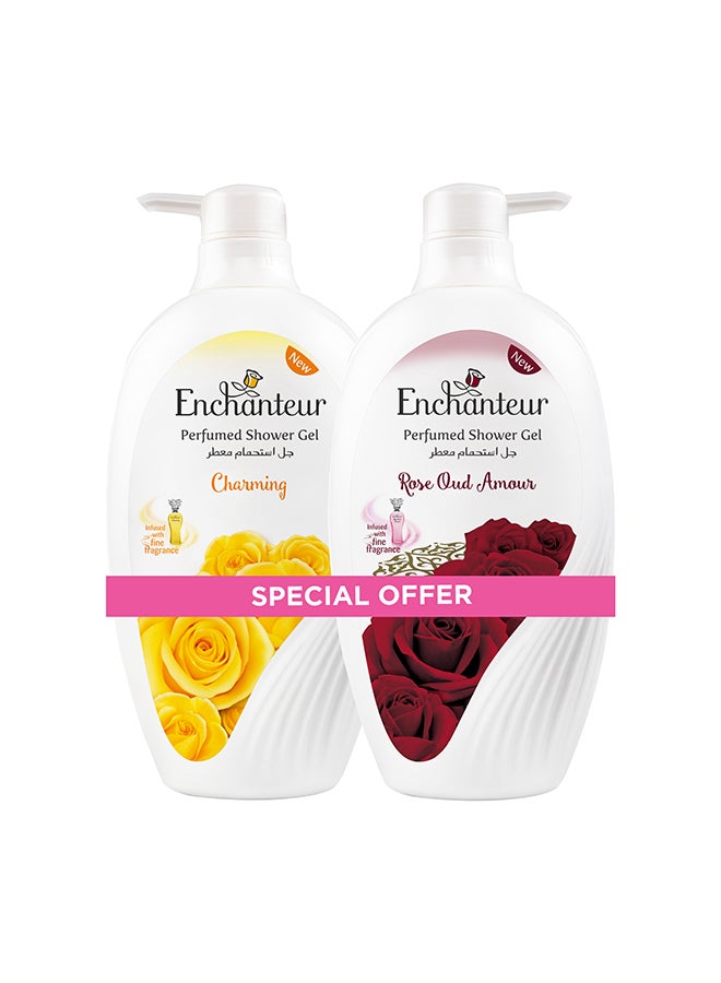 Enchanteur - Charming Rose Oud Amour Shower Gel 550ml Pack of 2 - Image 1