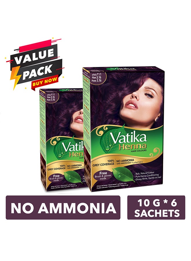 VATIKA Henna Haircolor, Plum, 10g Pack of 2 Plum  - Image 1