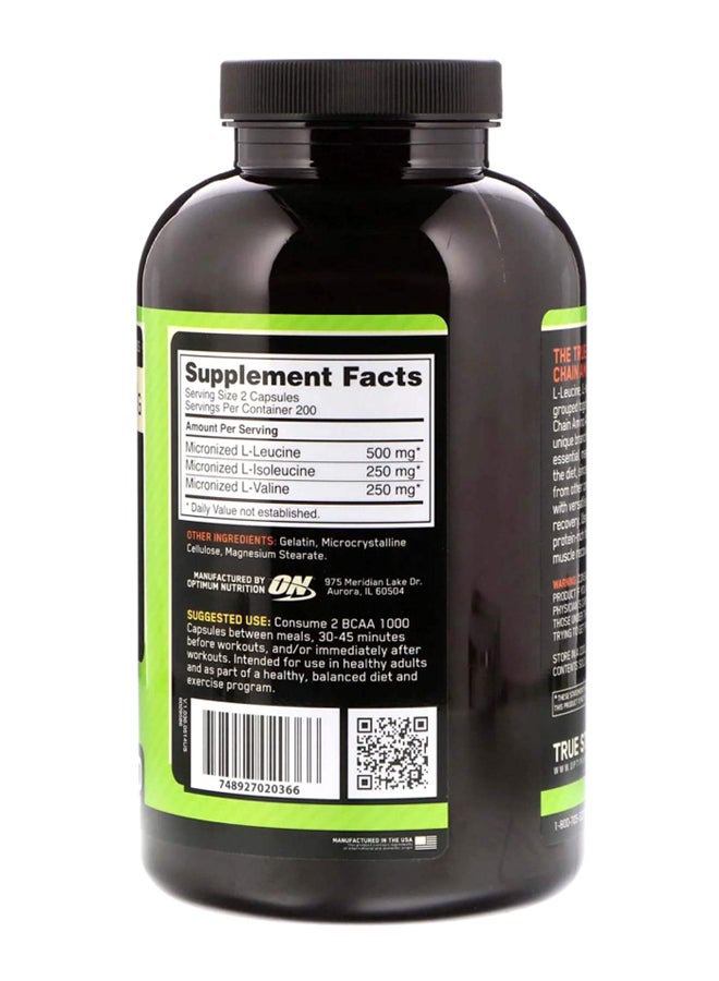 Optimum Nutrition - BCAA Dietary Supplement - 400 Capsules - Image 1