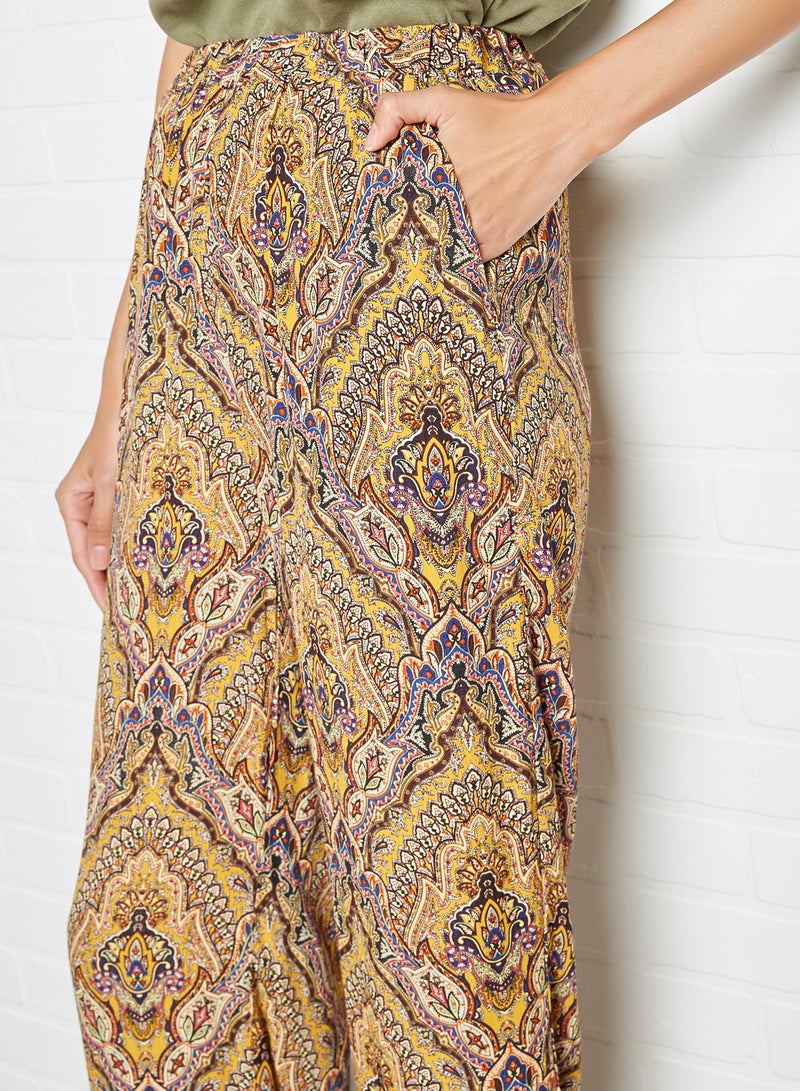 ONLY - Paisley Wide Leg Pants Golden Spice Spicy Boho - Image 1