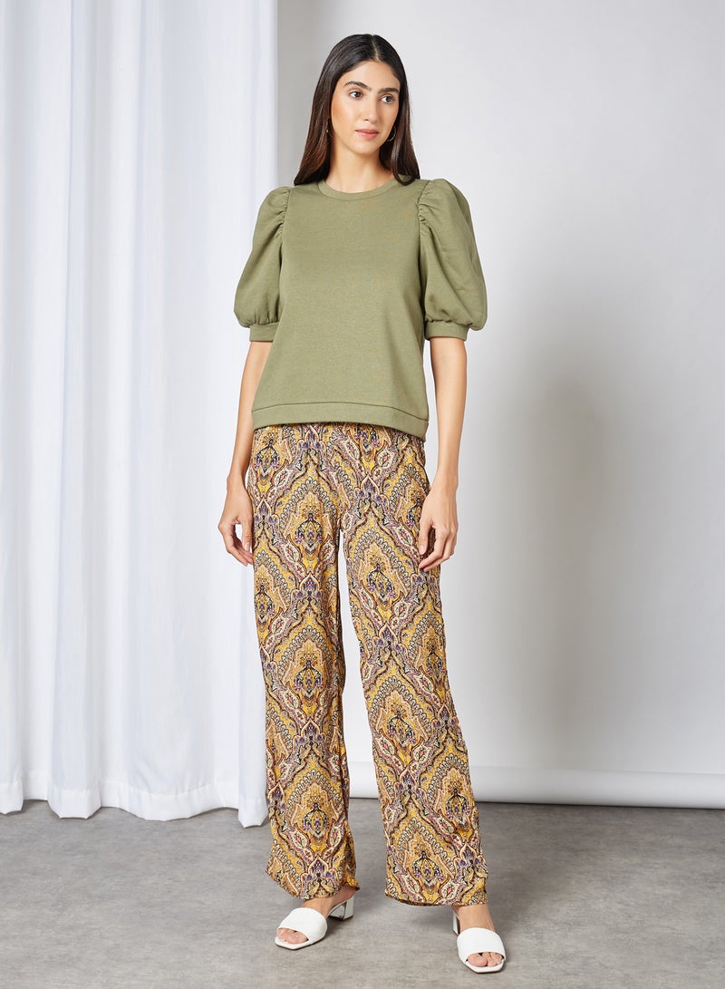 ONLY - Paisley Wide Leg Pants Golden Spice Spicy Boho - Image 1