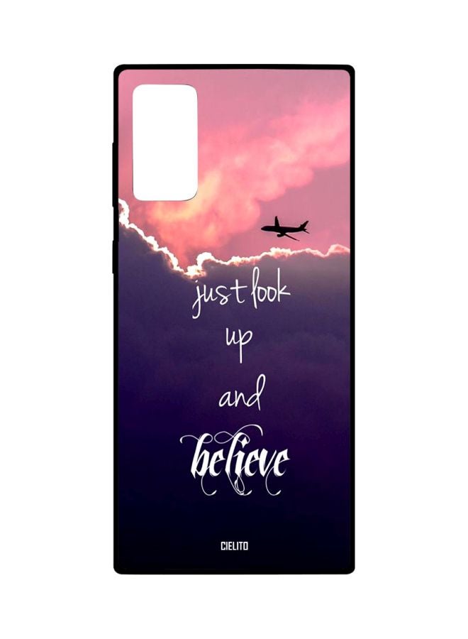 CIELITO Just Look Up And Believe Printed Case Cover For Samsung Galaxy Note20 Purple/Pink/White - Image 1