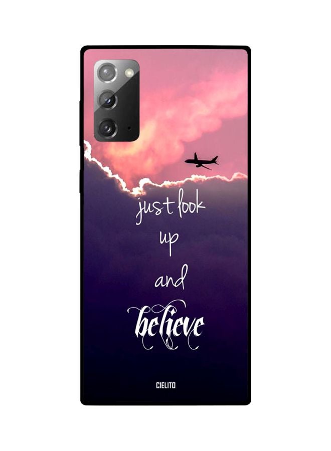 CIELITO Just Look Up And Believe Printed Case Cover For Samsung Galaxy Note20 Purple/Pink/White - Image 2
