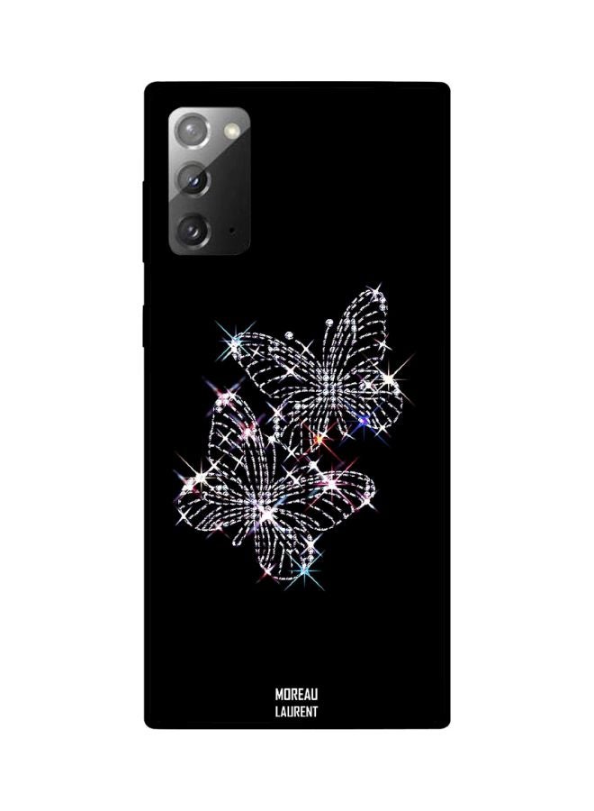 Moreau Laurent Butterfly Printed Case Cover For Samsung Galaxy Note20 Black/White/Blue - Image 2
