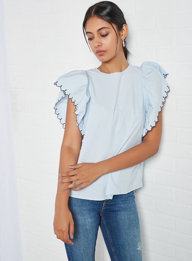 Angel Sleeve Top Cashmere Blue Contrast Babylock - v1601191030/N39982643V_1