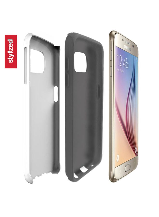 ستايلايزد غطاء حماية تاف برو ثنائي الطبقة من مادة البولي يوريثين الحراري غير اللامعة مع حماية داخلية منها لهاتف سامسونج جالاكسي S6 - بطبعة كلمة "حب" متعدد الألوان - Image 2