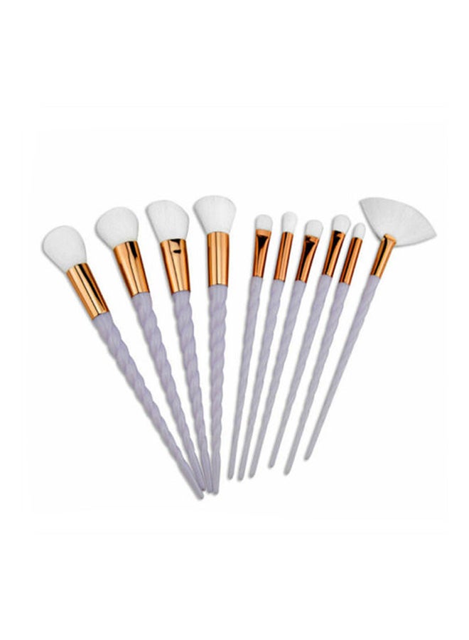 طقم فرش لمستحضرات التجميل مكون من 10 قطع أرجواني/ذهبي وردي - Image 3