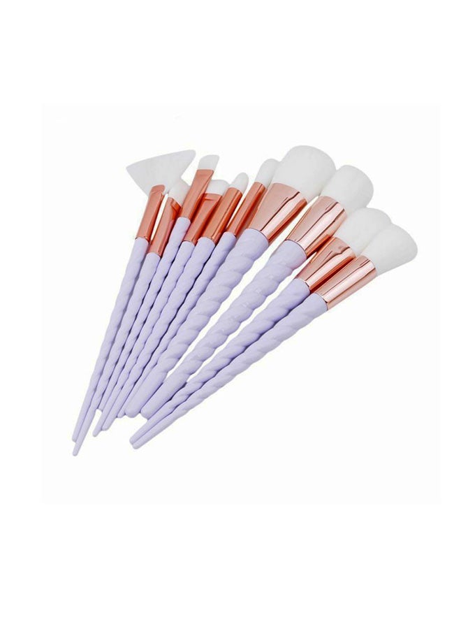 طقم فرش لمستحضرات التجميل مكون من 10 قطع أرجواني/ذهبي وردي - Image 1