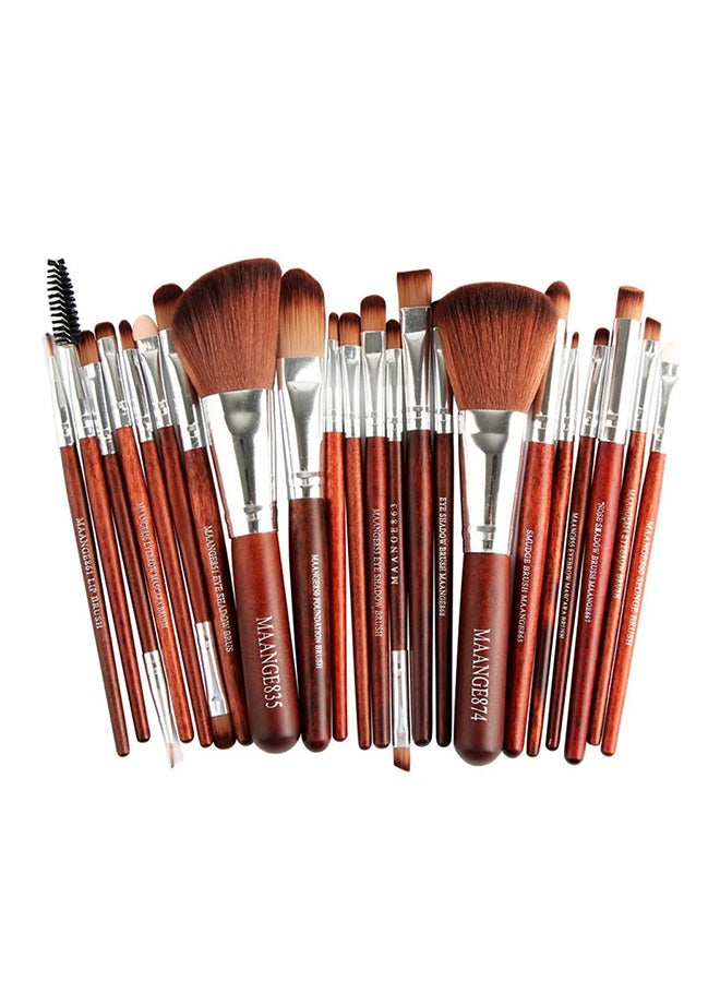 22 Piece Makeup Brushes Set Brown - Image 3