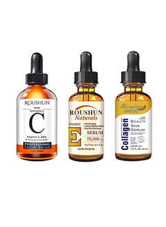 ROUSHUN Pack Of 3 Vitamin C, E And Collagen Beauty Skin Serum 30ml  - Image 2