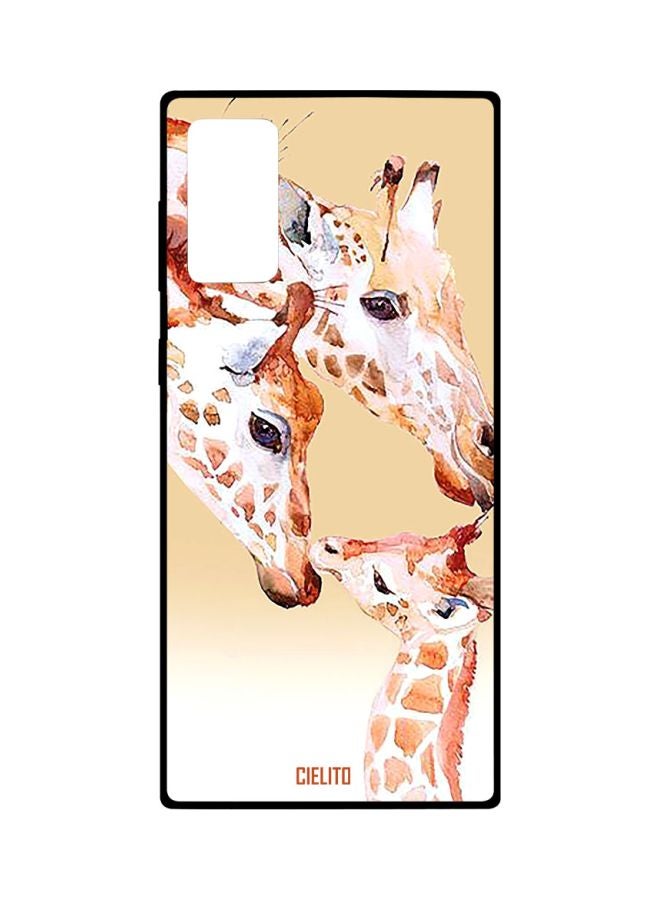 CIELITO Giraffe Family Printed Protective Case Cover For Samsung Galaxy Note20 Beige/White/Brown - Image 1
