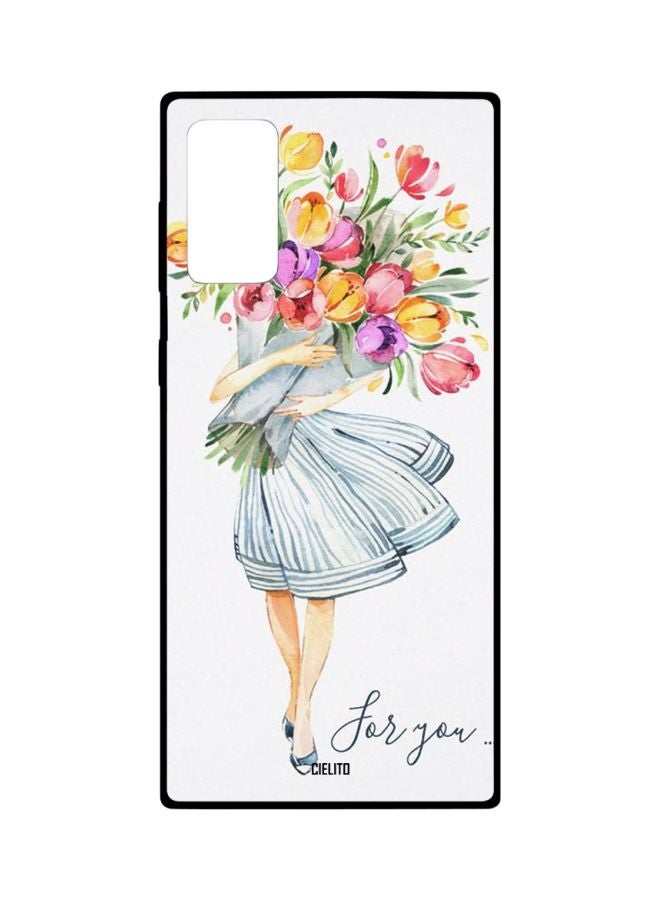 CIELITO Girl With Flowers Printed Case Cover For Samsung Galaxy Note20 White/Yellow/Pink - Image 1