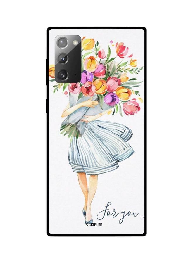 CIELITO Girl With Flowers Printed Case Cover For Samsung Galaxy Note20 White/Yellow/Pink - Image 2