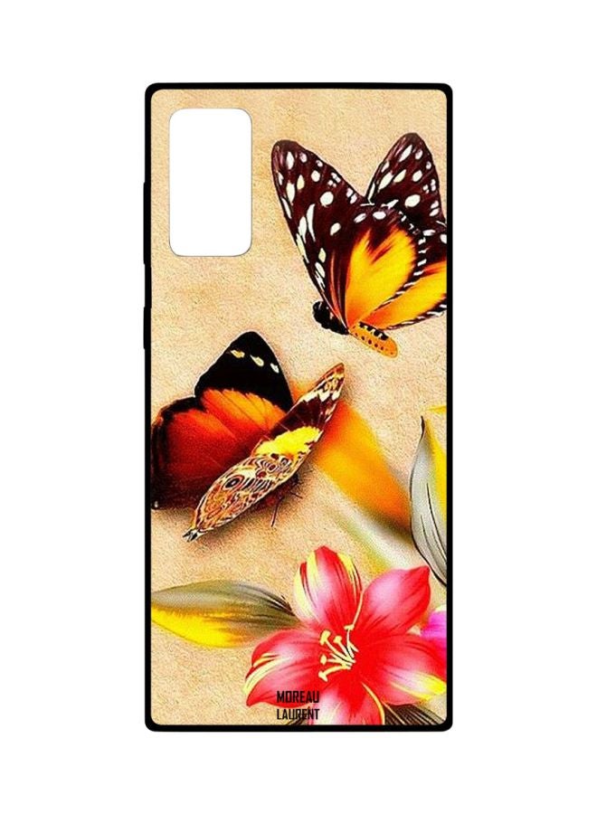 Moreau Laurent Butterfly Printed Case Cover For Samsung Galaxy Note20 Beige/Brown/Pink - Image 1