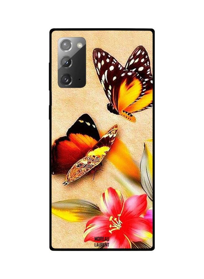 Moreau Laurent Butterfly Printed Case Cover For Samsung Galaxy Note20 Beige/Brown/Pink - Image 2