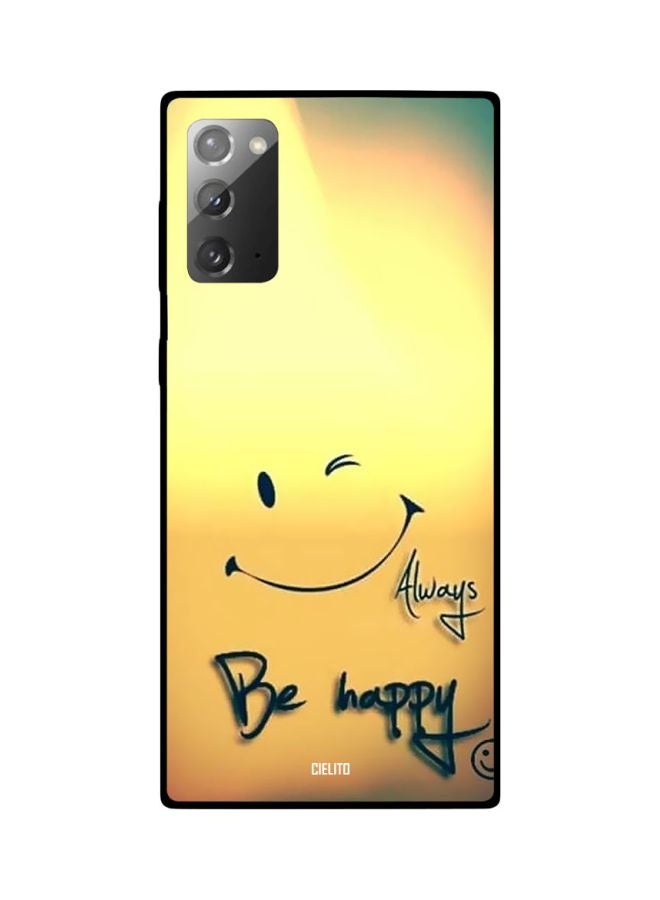 CIELITO Always Be Happy Printed Protective Case Cover For Samsung Galaxy Note20 Yellow/Black - Image 2
