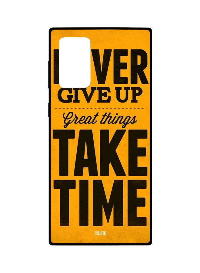 CIELITO Great Things Take Time Printed Case Cover For Samsung Galaxy Note20 Ultra Yellow/Black - Image 1